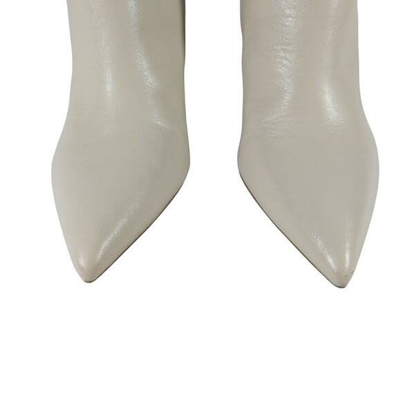 NWOT! MARC FISHER! CREAM BEIGE GENUINE LEATHER POINTY TIE ZIPPER BOOTS! SZ 10M - Picture 5 of 11